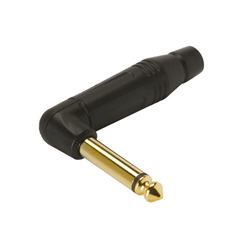 Amphenol 1/4 Inch Phone Plug Mono RA 90 degree Plug  Gold Contact Plating  Black