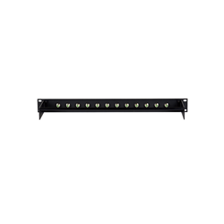Bittree F Connector Bulkhead Panel - 1 RU 1x12 Connectors F to F  1 Designation Strip Tie Bar