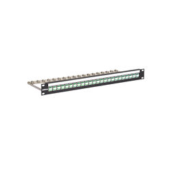 Bittree Flush-Mount Modular Keystone Panel - 1x24 Couplers 1 RU Duplex LC to LC APC Green 1 Designation Strip