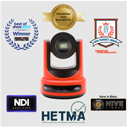PTZOptics Move 4K High Visibility Red Edition - Auto-Tracking PTZ Camera with 20x Optical Zoom and 60.7 Deg HFOV