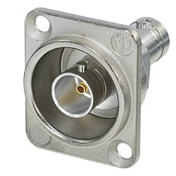 Neutrik Flush-Mount BNC/BNC  D-Size Grounded Nickel Housing