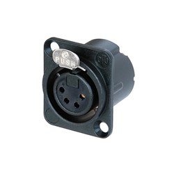 Neutrik Female 4 Pin Connector with Solder Cups and Latch - Black with Gold Pins