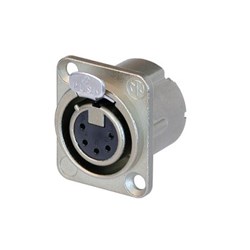 Neutrik Female 5 Pin Solder Cups and Latch  Black Body and Silver Pins