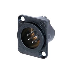 Neutrik Male 5-Pin Solder Cups Black Body and Silver Pins