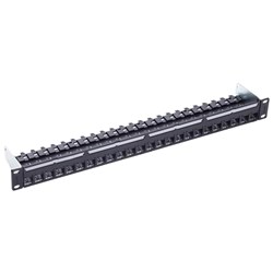 R&M 19inch 1U PC Patch Panel 24-Port/s  Cat6A  Black  Empty
