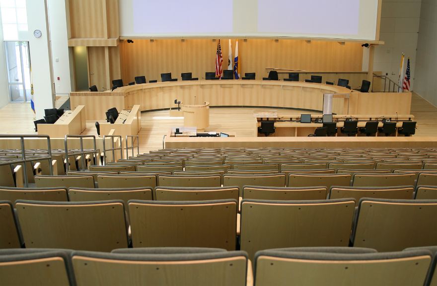 Council chamber fitted with a Bettear Auracast assistive listening system